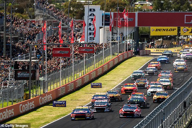 After more than 100 laps in the Bathurst Supercars 1000, Shane van Gisbergen leads the grid, followed by Brodie Kostecki and Broc Feeney.