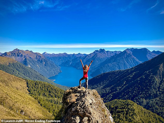 “Exploring new countries made me feel alive and I learned so much – about new cultures and myself – almost every day,” said Lauren, pictured walking the Kepler Track in New Zealand.