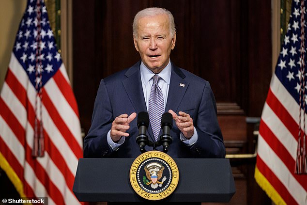 Joe Biden is seen during a roundtable discussion with Jewish community leaders in the Indian Treaty Room at the White House on Wednesday