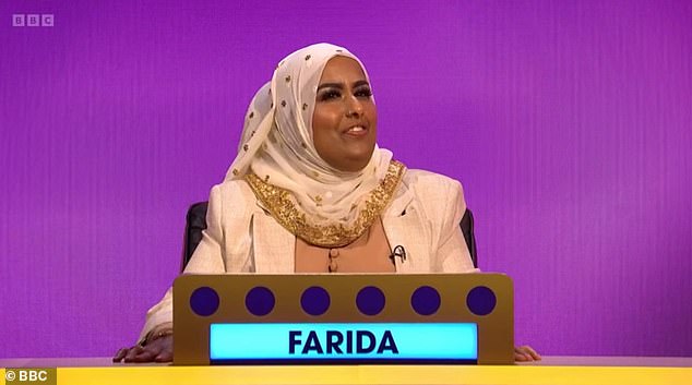 Gameshow: Viewers quickly recognized Farida because she recently participated in an episode of Blankety Blank and Come Dine With Me