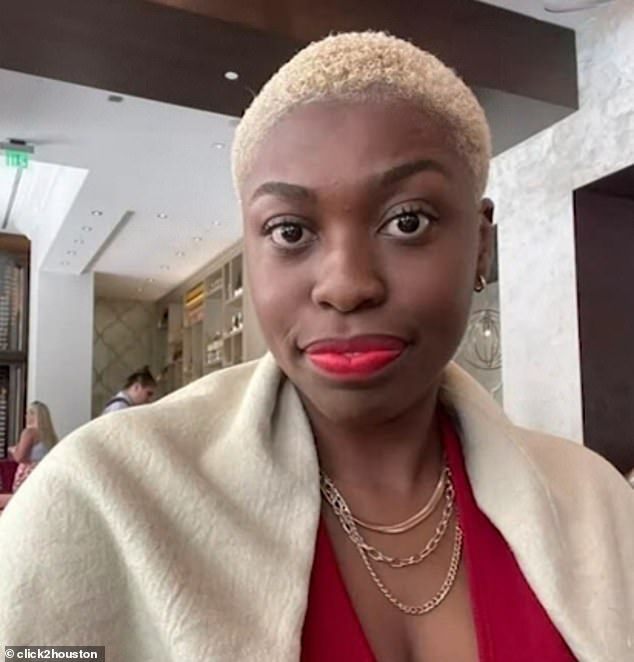 Blessing Nwosu, 28, claims she was discriminated against because she was asked to cover up while many white women wore skimpy outfits with their shoulders visible