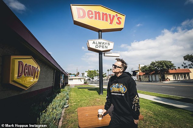 Secret Gig: Blink-182 played a secret gig at a Denny's restaurant in Long Beach, California on Thursday, October 26