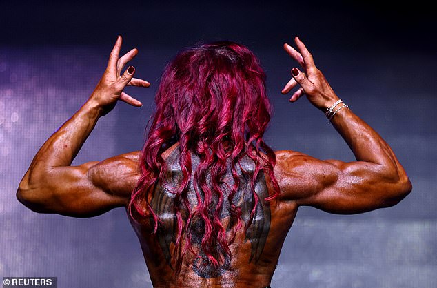 Female bodybuilder Joanne Caldwell competes at the IBFA British Finals Night of Champions