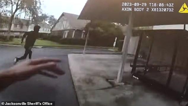 Bodycam footage showed Woods running on September 29 as officers tried to detain him