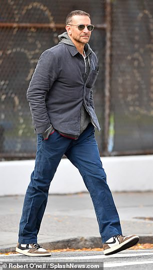 Out and about: The 48-year-old actor was alone in the Big Apple as he sported sunglasses and a short haircut