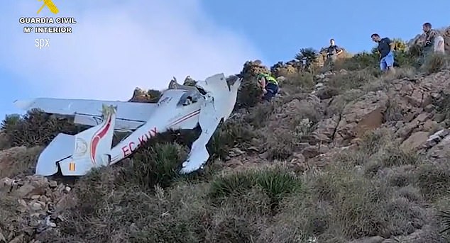 The light plane crashed around midnight on Wednesday east of Malaga, Spain