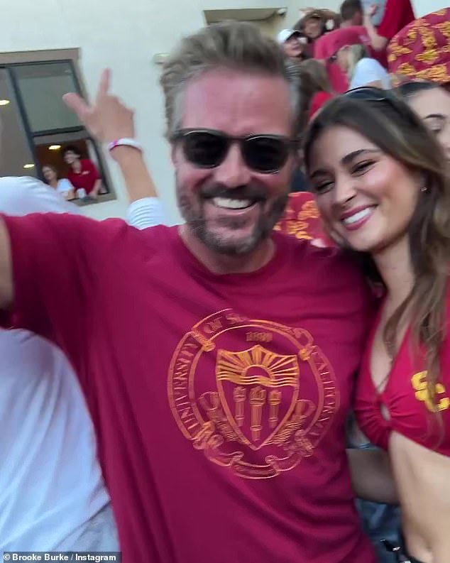 Fun at: 'Weekend Photo Dump.  Family, soccer and #toomuchfun @uscedu is so proud of you @sierraskifisher ¿¿parents weekend then #beerbong happened,' she said in her caption