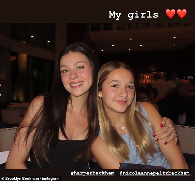 My girls: The aspiring chef, 24, posted photos of Nicola with his sister Harper, 12, and his grandmother Sandra, 74, and called the ladies: 'My girls'