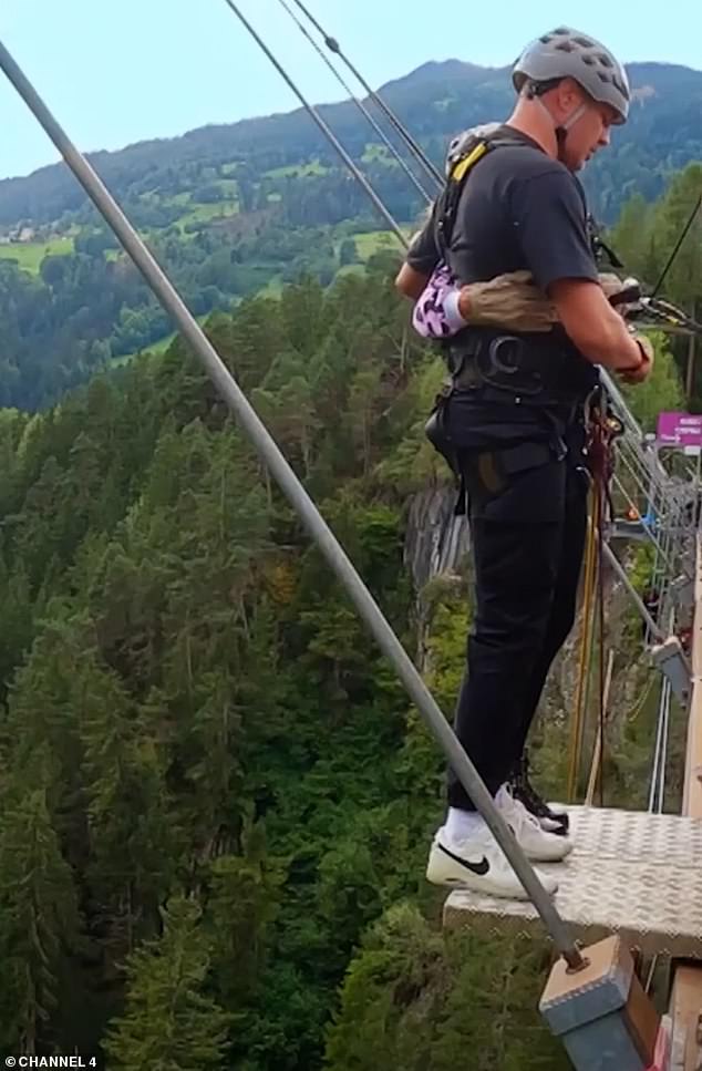 Thrills: Paddy McGuinness and many other stars will put their nerves to the test by taking part in a terrifying high wire challenge for Channel 4's Stand Up To Cancer