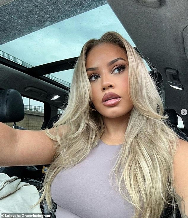Scared: Lateysha Grace, 30, took to Instagram on Sunday to share she was 'so scared' after the terrifying ordeal