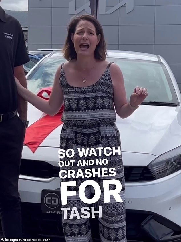 The video was posted to Instagram by Exelby in March, and she is seen beaming in front of her new car and hugging the seller while ironically telling her fans that she is not at risk of crashing the car.