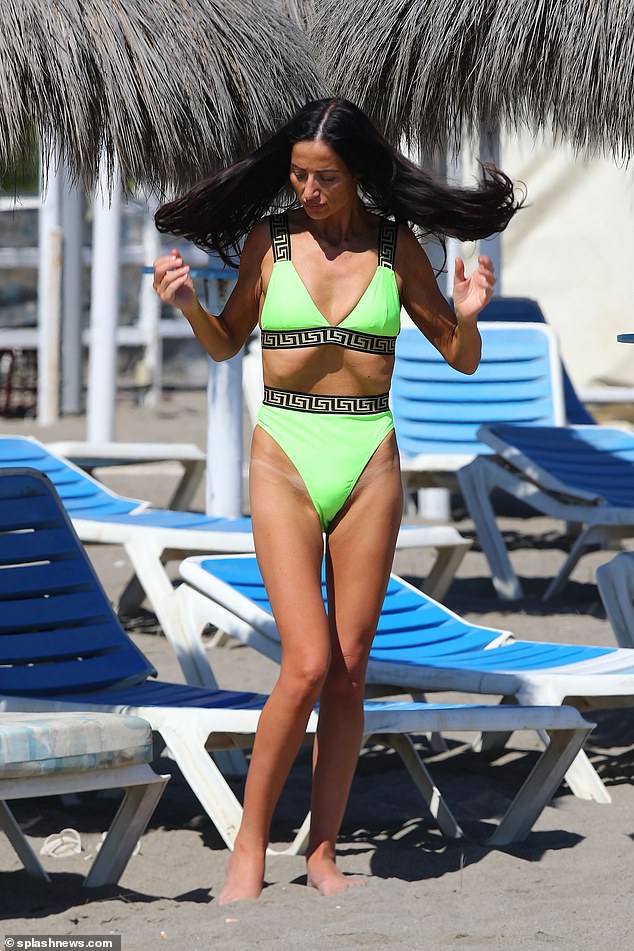 Bikini babe: Chantelle Houghton showed off the results of her fourth weight loss as she hit the beach this week on holiday in Marbella, Spain