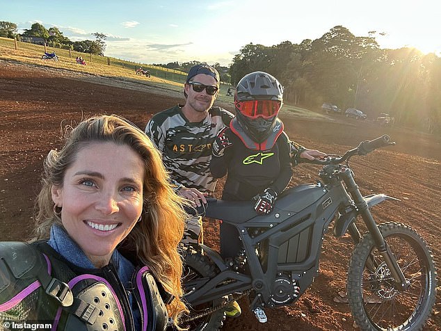 Chris Hemsworth and his wife Elsa Pataky took their thrill-seeking kids on a bike ride in Byron Bay