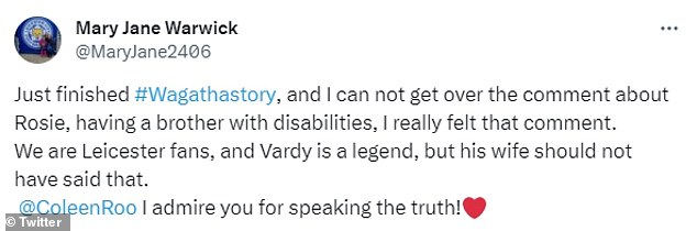 Harmful: Colin Rooney liked a fan's tweet referencing Rebecca Vardy's plans to use her late disabled sister Rosie to boost her leaked storyline