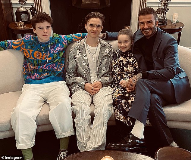 David the Housekeeper: David, Victoria and their children live in a huge £25 million mansion in Holland Park, London that he keeps immaculate (pictured with Cruz, Romeo and Harper)