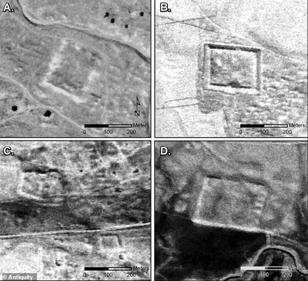 Archaeologists studied declassified spy satellite images from the 1960s and 1970s (pictured) to find forts in part of the Roman Empire