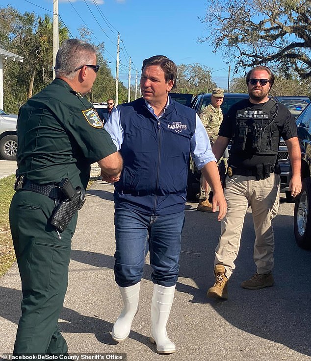 DeSantis' white rain boots went viral in October 2022 as he surveyed hurricane damage in Florida