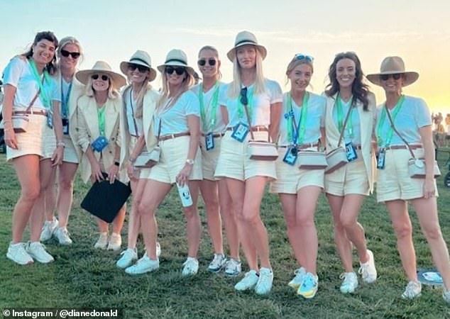 Diane Donald (2nd from right), 40, the ever-so-glamorous wife of Europe captain Luke Donald, smiled on Instagram today with fellow WAGS as they prepared for the final showdown of the Cup in Rome