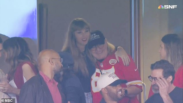 Travis Kelce's mother, Donna, joined Taylor Swift in a suite at MetLife Stadium on Sunday night