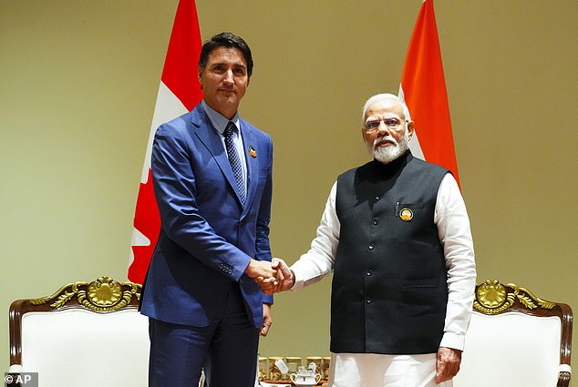 Dozens of Canadian diplomats are being forced to leave India as the feud between the two countries has deepened.  The decision came after Canadian Prime Minister Justin Trudeau (left) accused Indian intelligence of the murder of Canadian citizen Hardeep Singh Nijjar.  Indian Prime Minister Narendra Modi (right) has denied the accusation