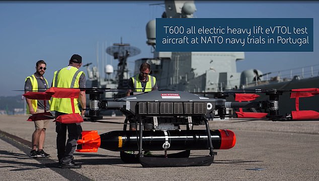 The electric-powered T-600 has a payload capacity of 441 pounds, a top speed of 87 mph, and a range of 50 miles.