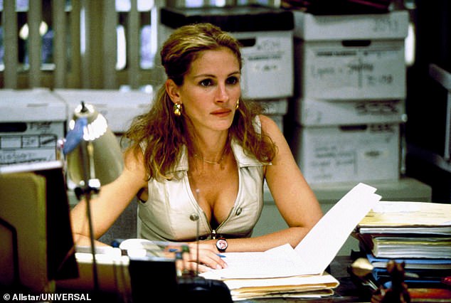 Julia Roberts highlighted Erin's love of low-cut tops in the 2000 film