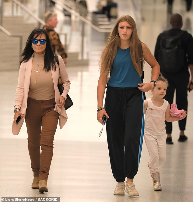 Lynne flew to Los Angeles with her grandchildren Maddie and Ivey, pictured, ahead of the first episode of Dancing With The Stars