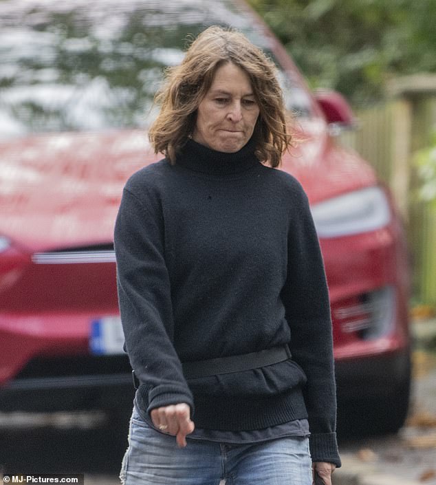 Dejected: Friends star Helen Baxendale looked glum as she was spotted for the first time since the death of her former co-star, Matthew Perry, during an outing in Richmond on Sunday