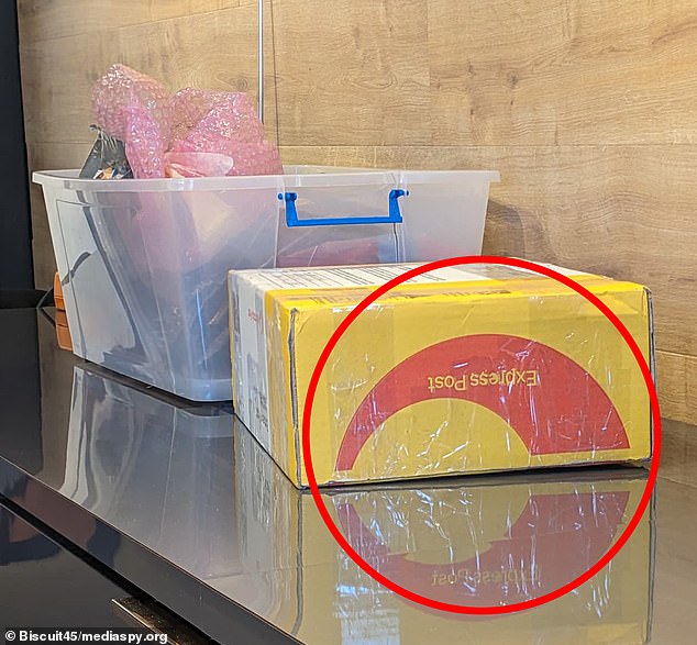 On TV industry blog Media Spy, an astute viewer posted a video of a yellow package - upside down - bearing a striking red logo resembling a sunrise (pictured)