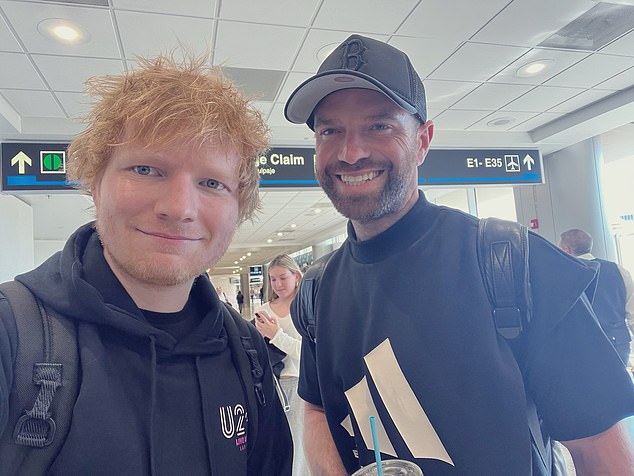 Ed Sheeran posed for a selfie with Dan Haughian in Miami before the flight