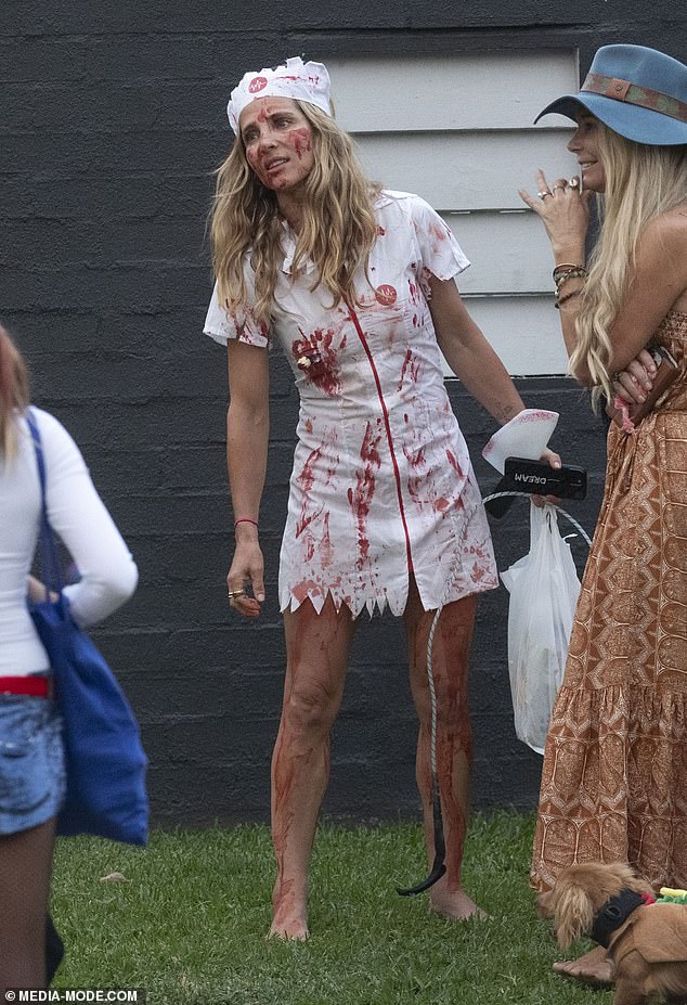 Elsa Pataky (pictured) embraced the Halloween spirit as she took her kids trick-or-treating in Byron Bay on Tuesday