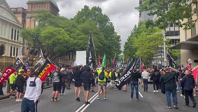 Thousands of angry trade unionists (pictured) have gathered in a state parliament as part of their campaign to ban a deadly kitchen product