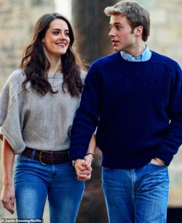 One of the storylines in series 6 involves Prince William meeting Kate Middleton at Prince Andrews University in Scotland in the early 2000s (photo L-R: Meg Bellamy plays Kate Middleton and Ed McVey plays Prince William in the latest series of The Crown)