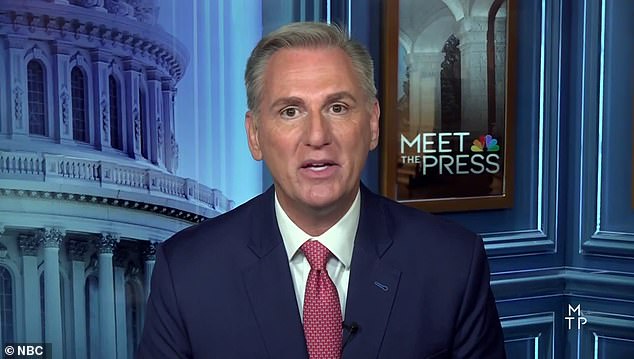 Impeached Republican Speaker of the House Kevin McCarthy, 58, claimed President Joe Biden's southern border crisis is helping to increase the number of terrorists entering the US, with 18 people on the FBI watch list entering last month