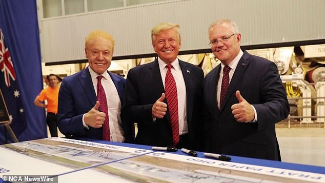 Australian billionaire Anthony Pratt (left), former US President Donald Trump and former Australian Prime Minister Scott Morrison