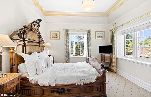 One of the beautiful bedrooms in the mansion