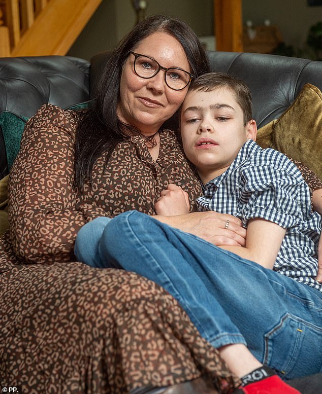 Pictured is Joanne Griffiths, a mother who had to travel to the Netherlands this week to obtain medicinal cannabis for her severely epileptic son Ben, due to supply problems in Britain