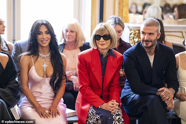 Uncomfortable!  Fans are convinced Anna Wintour rejected Kim Kardashian at Victoria Beckham's Spring/Summer 2024 fashion show during Paris Fashion Week on Friday