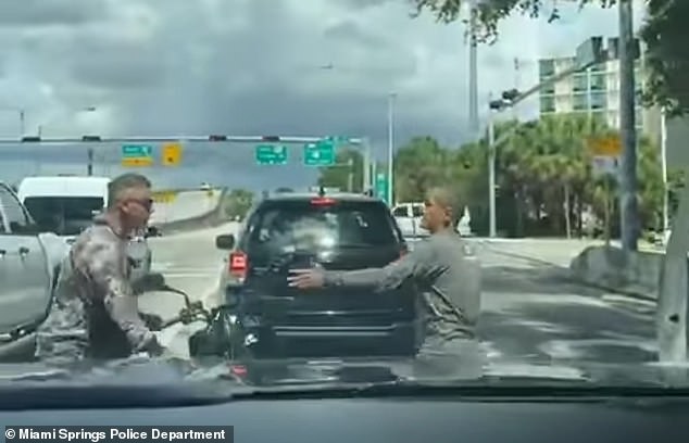 Luis Ruiz-Herrera, 61, was seen dismembering a man on a scooter with a huge machete during a wild traffic incident in Miami last week