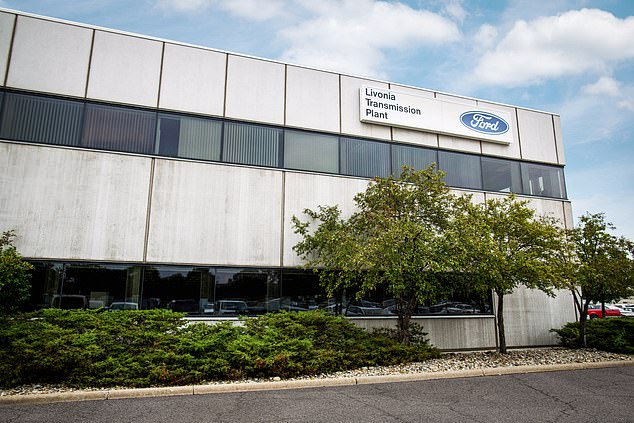 Ford said Wednesday it has laid off 350 workers at the Livonia Transmission Plant in Michigan (pictured) in the latest round of mass layoffs in response to the UAW strikes