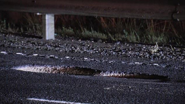 A pothole on the Frankston Freeway in Seaford, Melbourne's south-east, claimed at least 25 cars on Tuesday evening