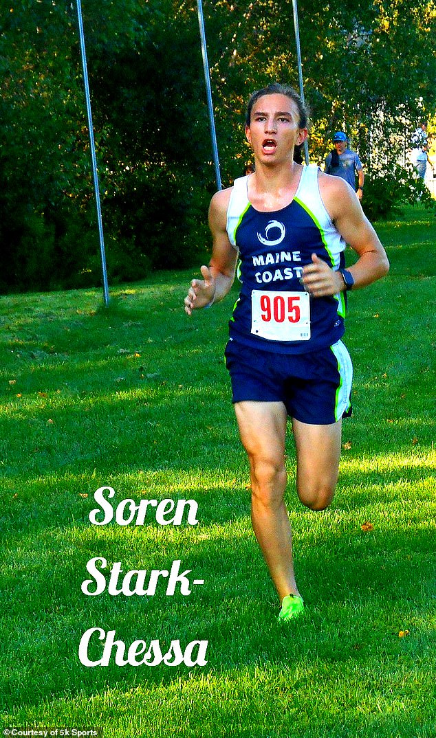 Soren Stark-Chessa, a sophomore in high school, participates in the girls 5k.  Stark-Chessa competed in the boys competition as a freshman