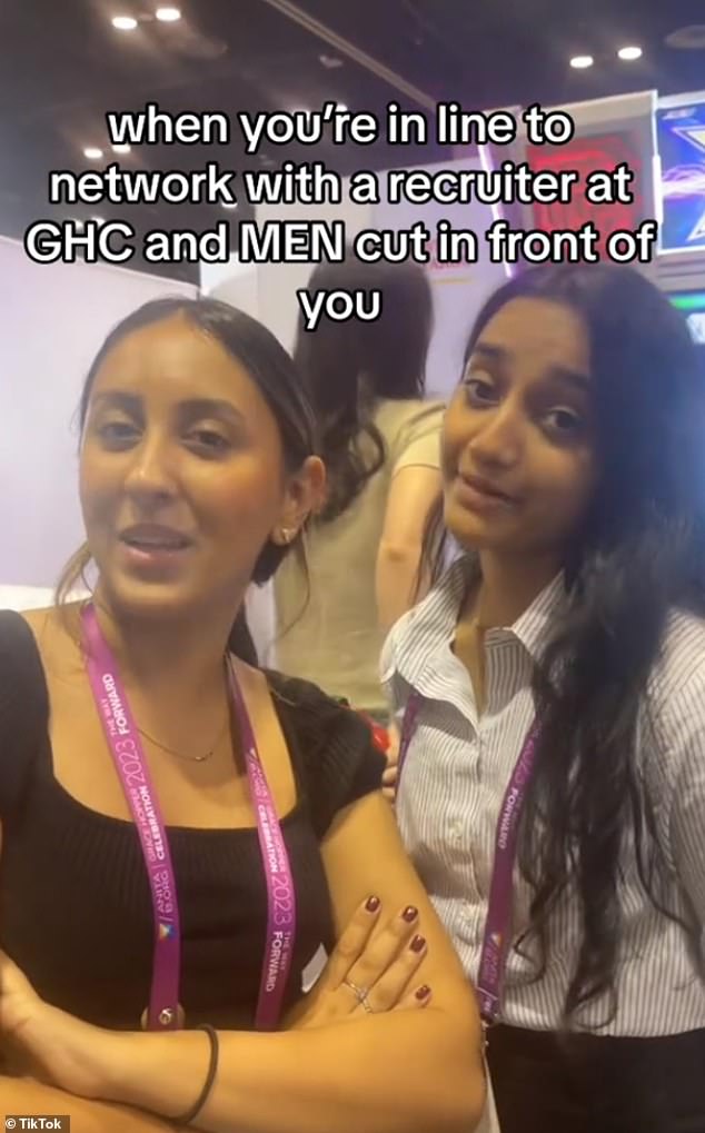 Female attendees were quick to express their disgust at the men who showed up at the women's event, with some even claiming they stood in line and pushed other guests