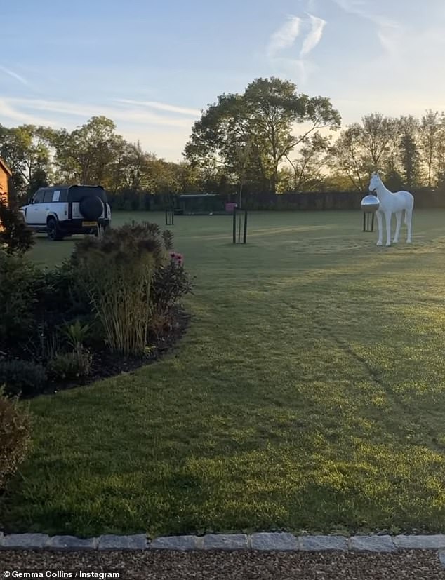 Luxury: Gemma Collins, 42, gave fans a panoramic view of her huge garden on Sunday morning