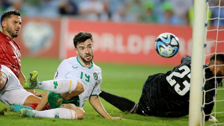 Ireland's Mikey Johnston scores his team's second goal