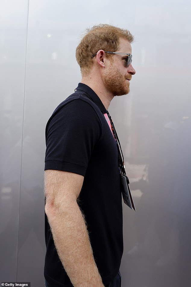 Prince Harry looked cool in pilot colors as he arrived at the US Grand Prix in Austin, Texas, to check out the Circuit of The Americas