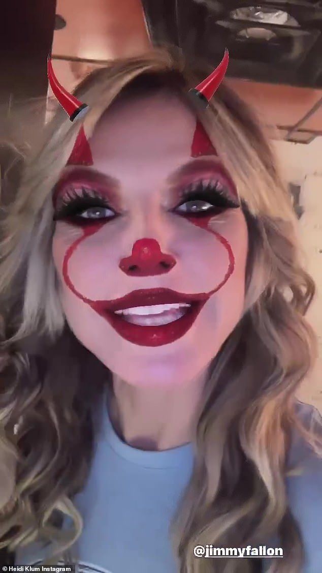 Fun: It comes after Heidi took her 11.6 million Instagram fans and followers behind the scenes of The Tonight Show Starring Jimmy Fallon on Saturday night as she made sure it stayed spooky ahead of her favorite holiday Halloween