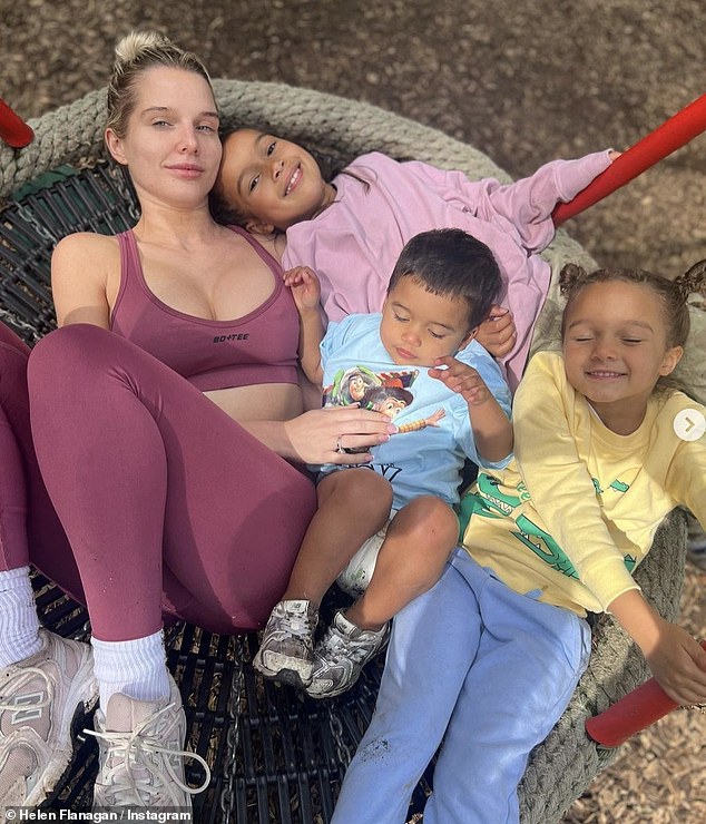 Family fun: Helen shares children Matilda, seven, Delilah, five, and Charlie, two, with her ex-partner, footballer Scott Sinclair