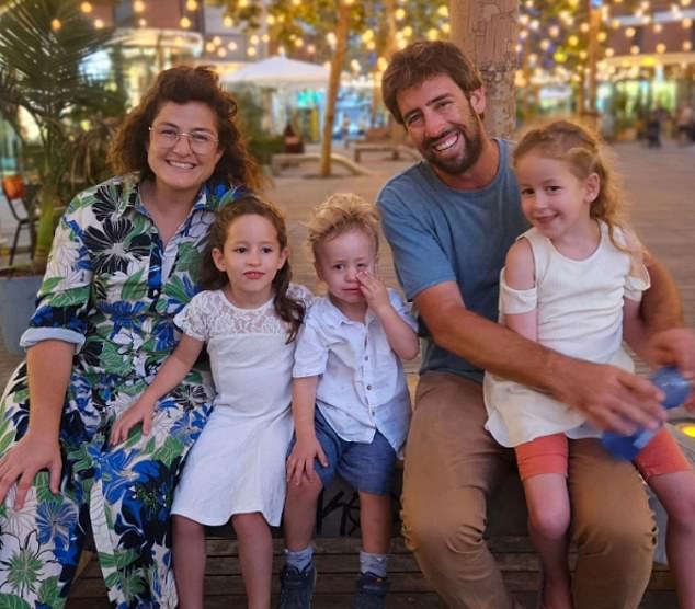 Tamar Kedem-Siman Tov with her husband Johnny and their five-year-old daughters Shachar and Arbel, and their two-year-old son Omer.  They were killed on Saturday