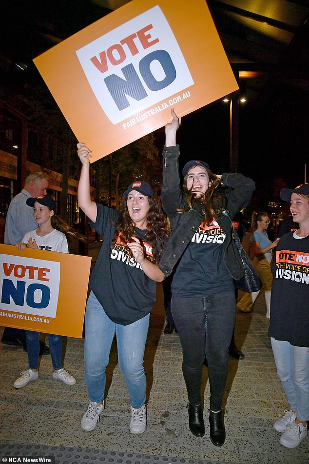 The bitterly fought Voice campaign delivered a resounding victory for the No vote (pictured), as a majority of Australians voted against constitutional recognition of Indigenous Australians